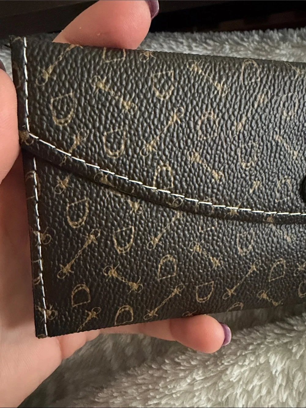 Brown Patterned Snap Fold Wallet